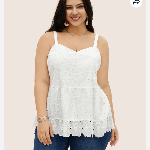 BloomChic Tops - BloomChic Plus Size 2XL Solid Floral Cotton Blended Cami Top us18-20